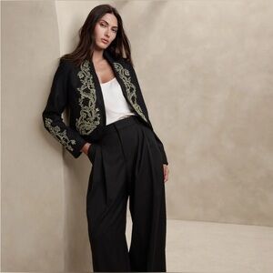 Banana Republic Jadia Embroidered Wool Cropped Jacket - Size 10
